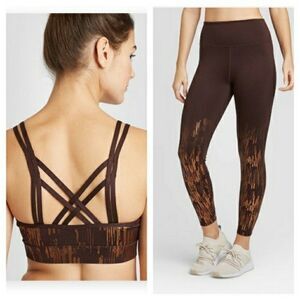 Womens New High-Rise 7/8 Brown & Copper Leggings XS NWT